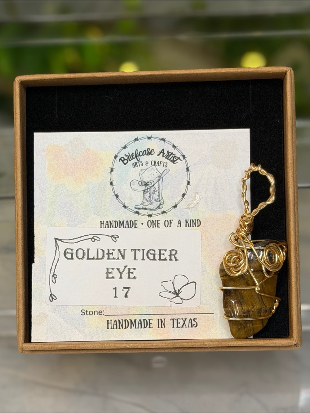 Handmade Golden Tiger Eye Wire Wrapped Pendant Gold Artisan Necklace Charm